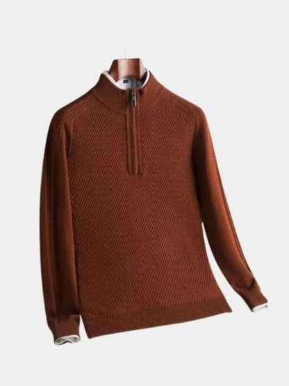 Wool Sweater Stripe Quarter Zip