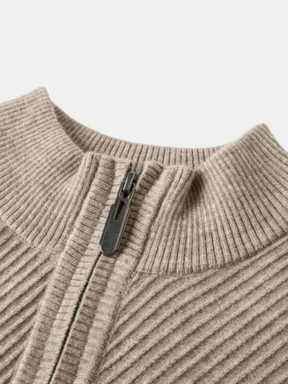 Wool Sweater Stripe Quarter Zip