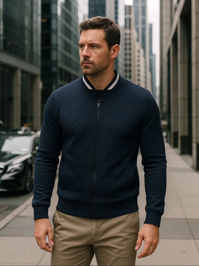 Textured Casual Bomber Jacket