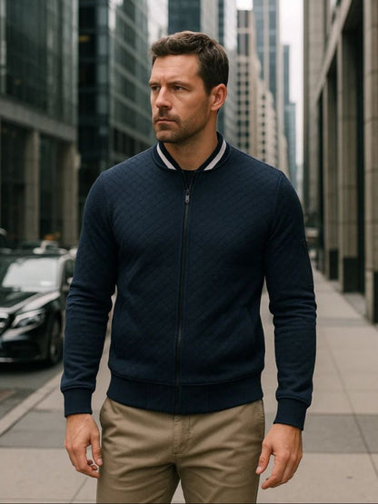 Textured Casual Bomber Jacket