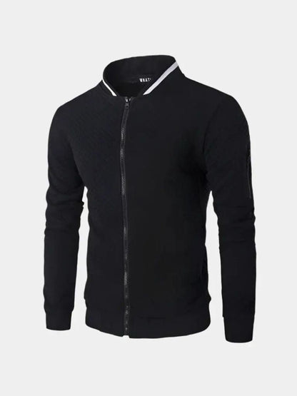 Textured Casual Bomber Jacket