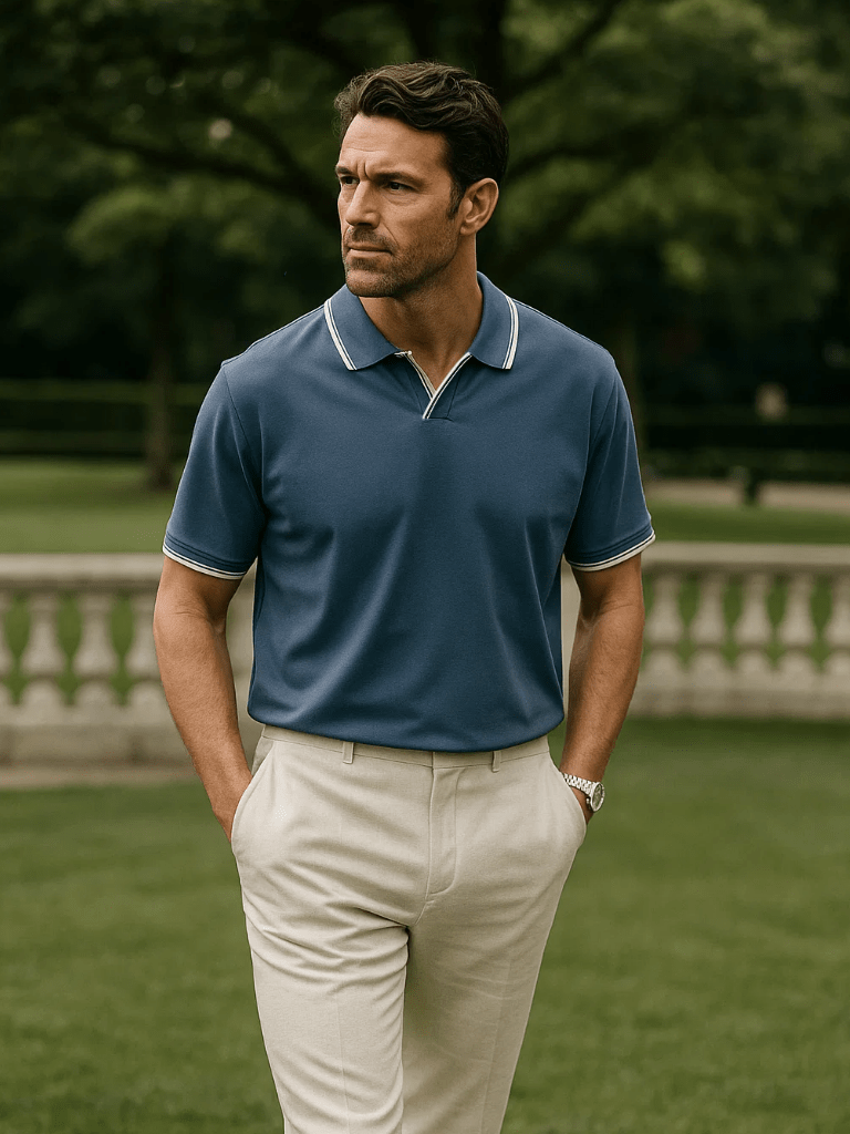 Timeless Black Polo with V-Neck