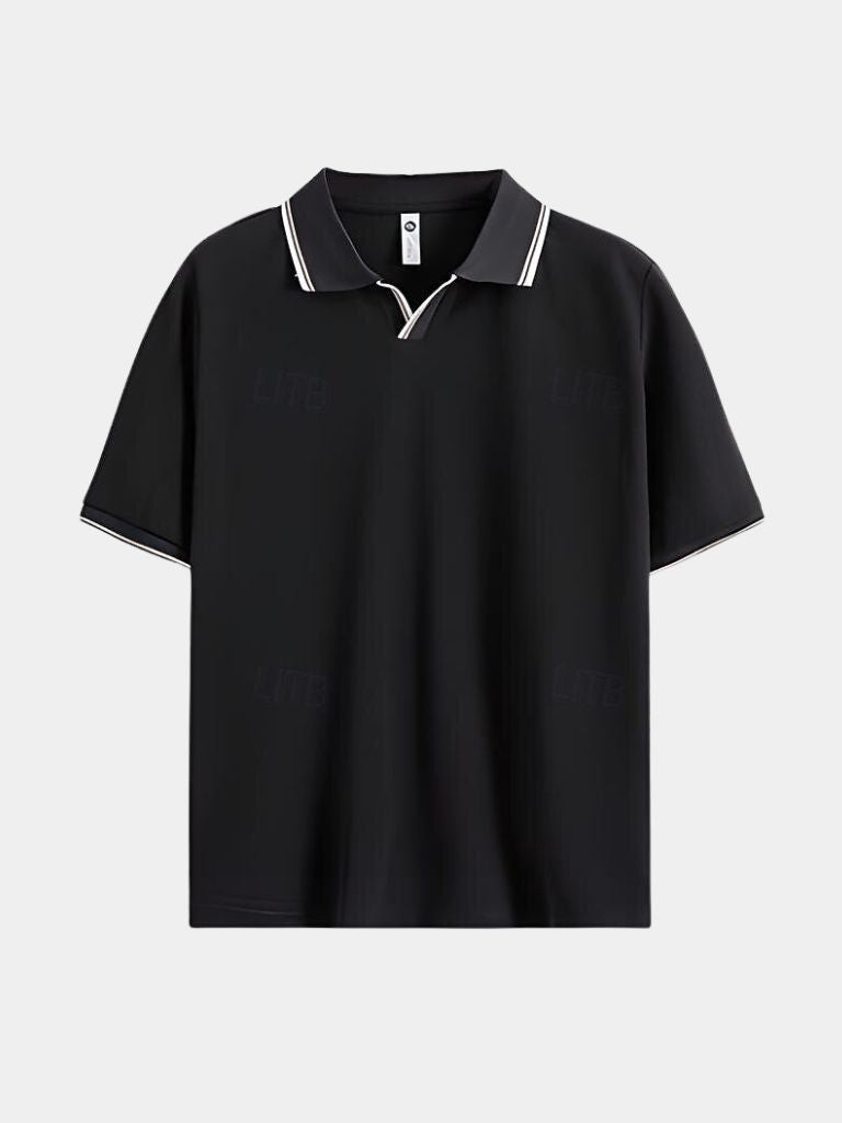 Timeless Black Polo with V-Neck