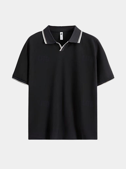 Timeless Black Polo with V-Neck