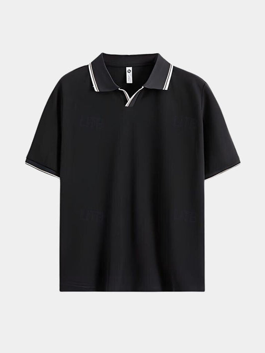 Timeless Black Polo with V-Neck