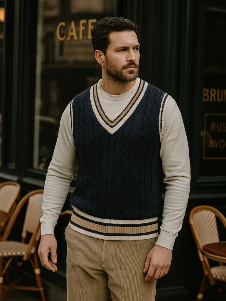 Elegant Knitted Gilet with V-Neck