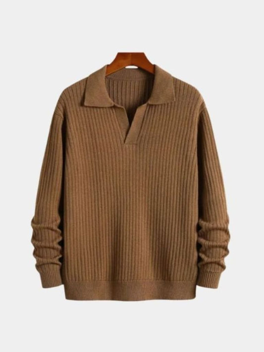 Polo Sweater with V-Neck