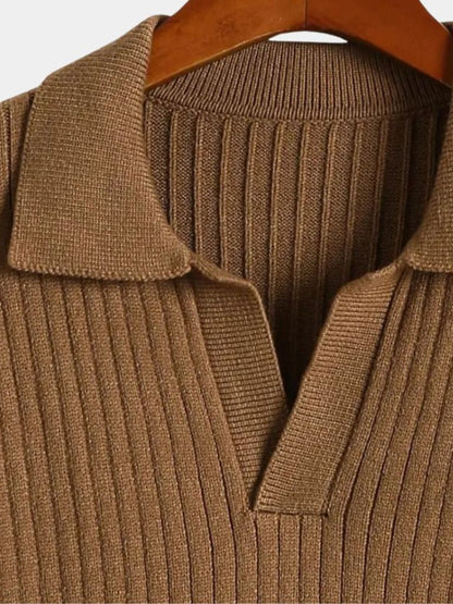 Polo Sweater with V-Neck