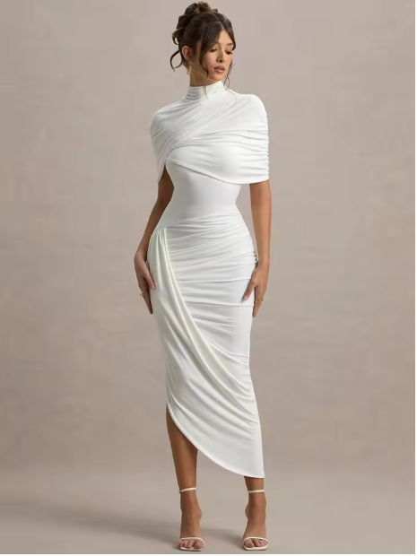 Taylor - Asymmetrical, Twisted Maxi Dress