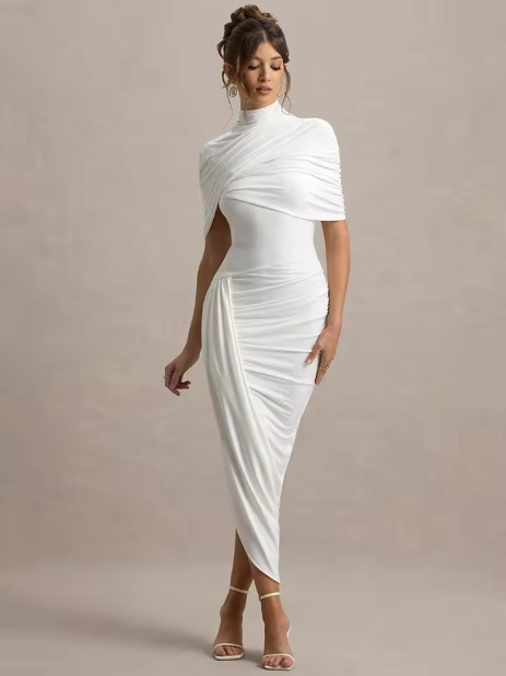 Taylor - Asymmetrical, Twisted Maxi Dress