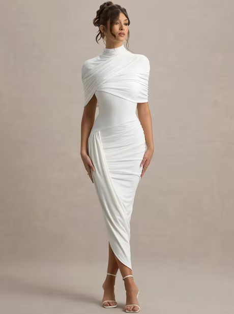 Taylor - Asymmetrical, Twisted Maxi Dress