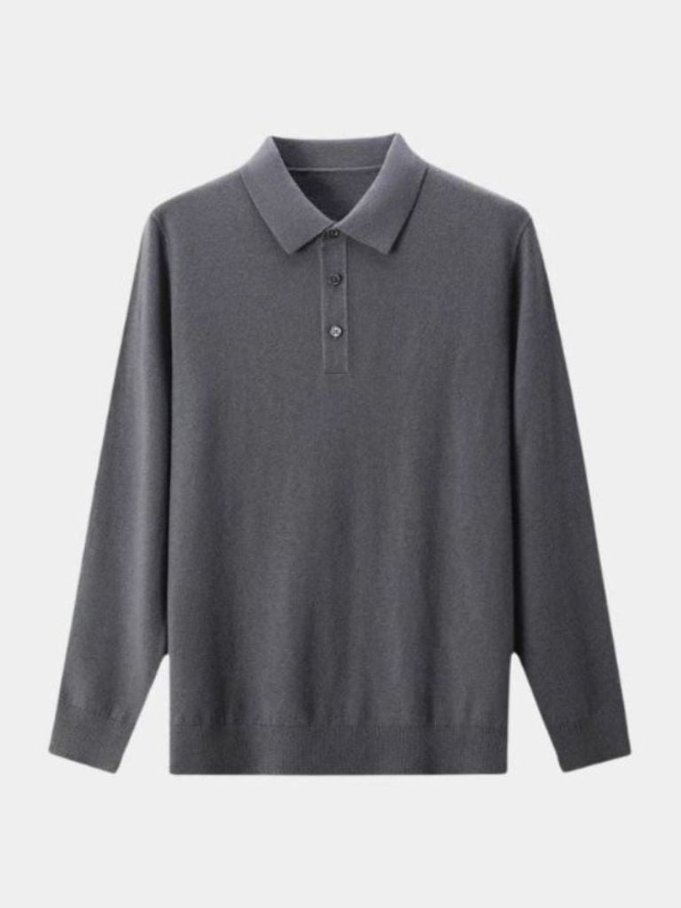Wool Polo Sweater with Button