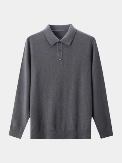 Wool Polo Sweater with Button