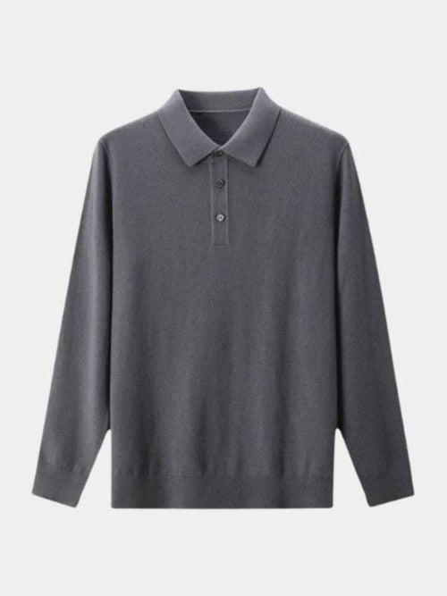 Wool Polo Sweater with Button