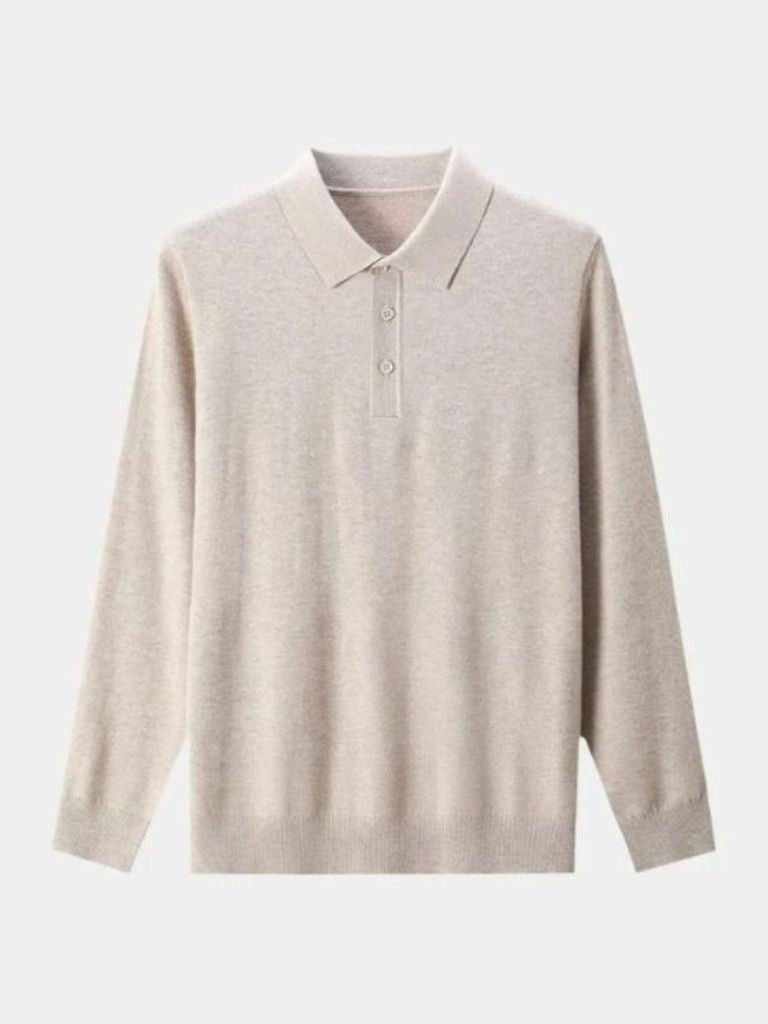 Polo Sweater in Wool with Buttons