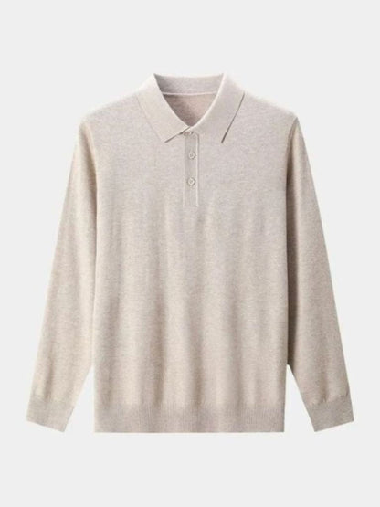 Wool Polo Sweater with Button