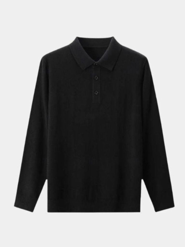 Wool Polo Sweater with Button