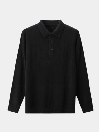 Wool Polo Sweater with Button