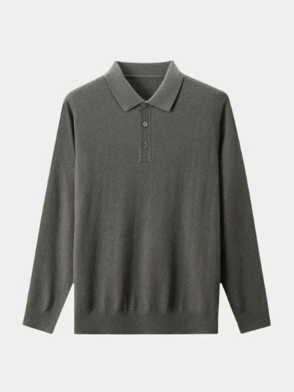 Wool Polo Sweater with Button
