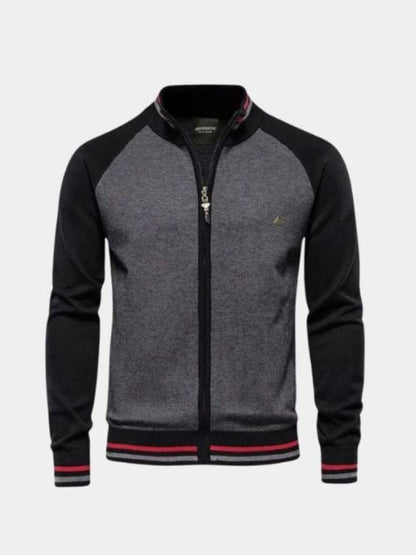 Cardigan Sweater with Fastening and Stand-Up Collar