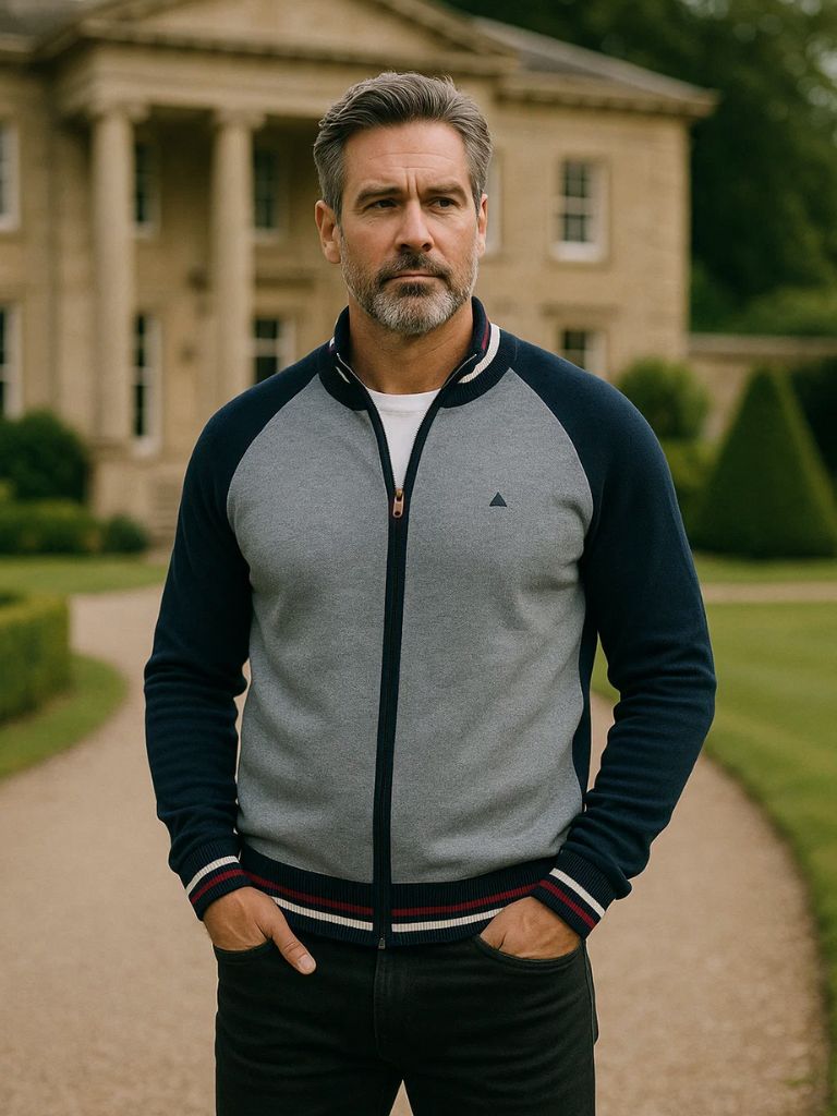 Block Colour Zipped Cardigan Sweater