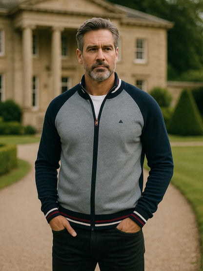 Block Colour Zipped Cardigan Sweater